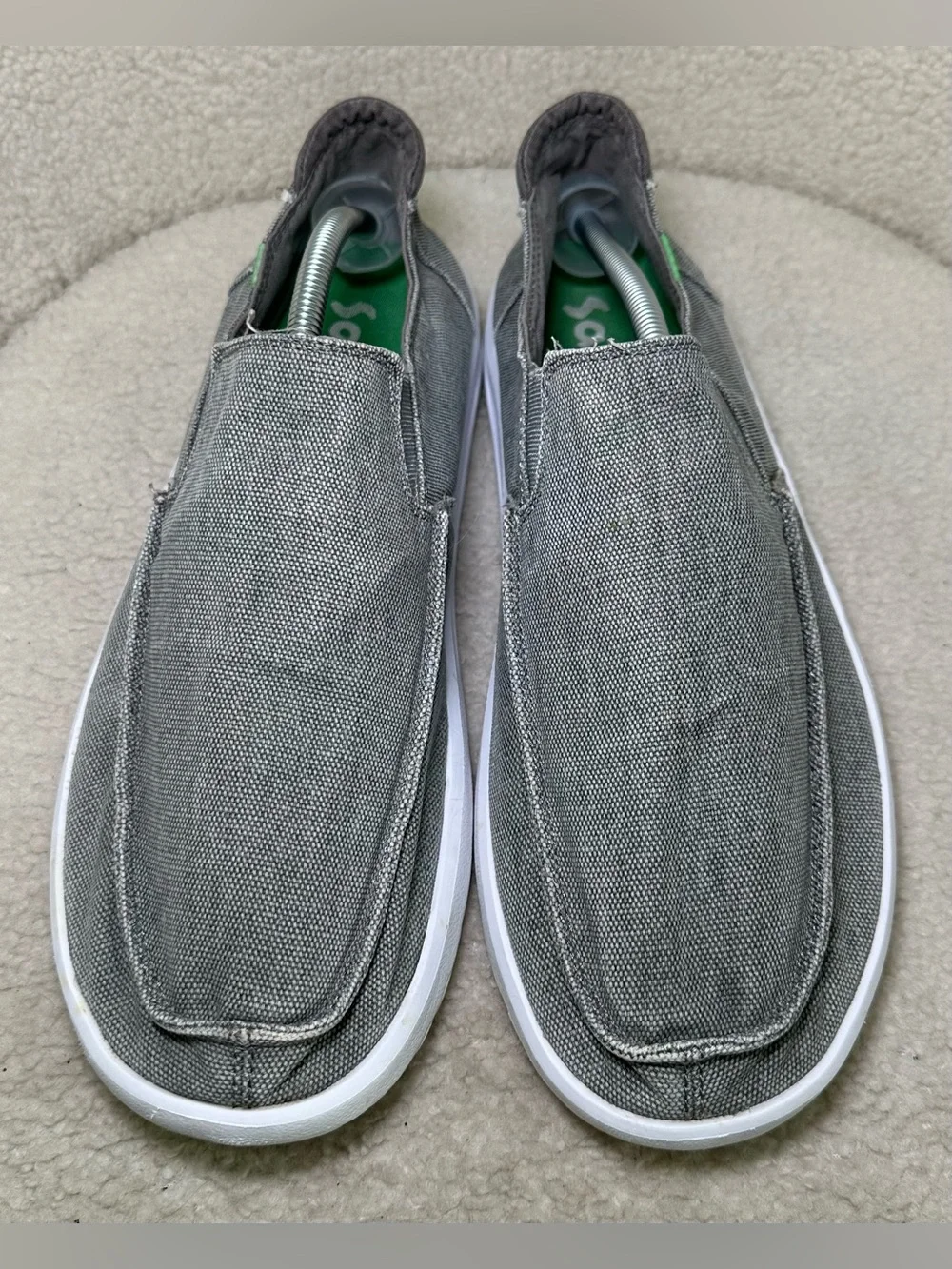 Sanuk Hi Five Men’s Gray Grey Canvas Slip On Loafers Casual Comfortable Shoes 12